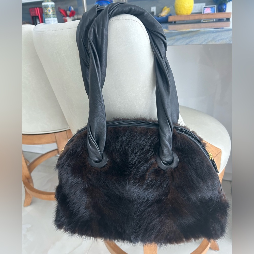 Paolo Masi Dark Mink Fur satchel bag